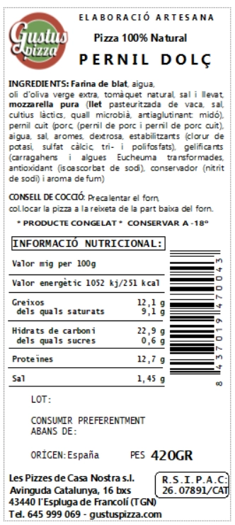 Pizza Pernil Dolç 30 cm 5 Pizza Pernil Dolç 30 cm - Imatge 5
